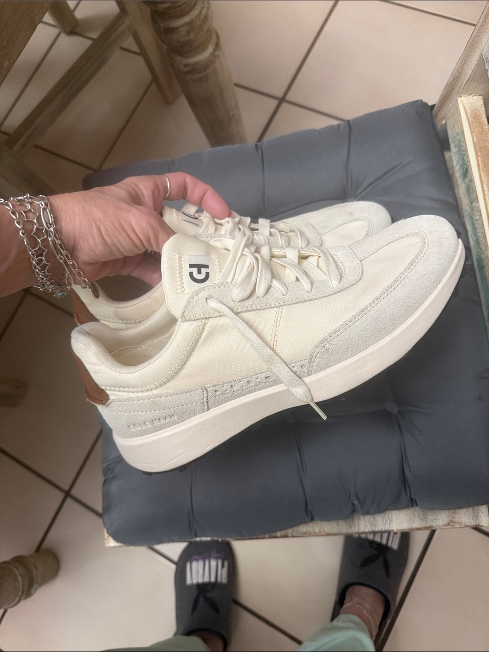 Cole Haan Cream and Brown Low-Top Sneakers